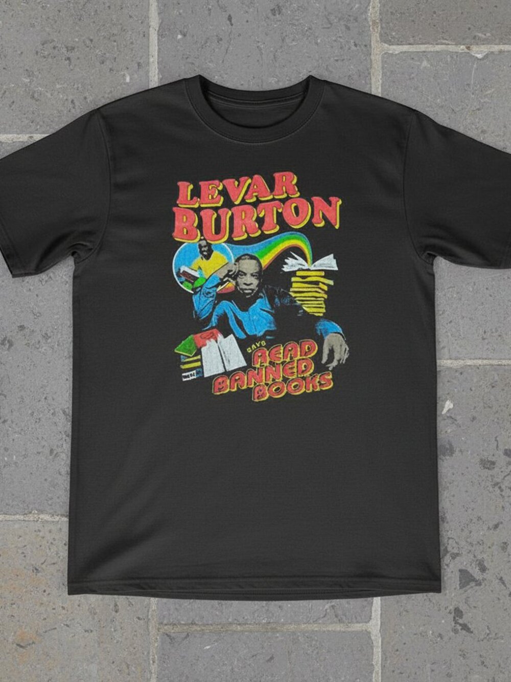 LeVar Burton Read Banned Books Graphic T-Shirt | Retro Book Lover Tee | Literary